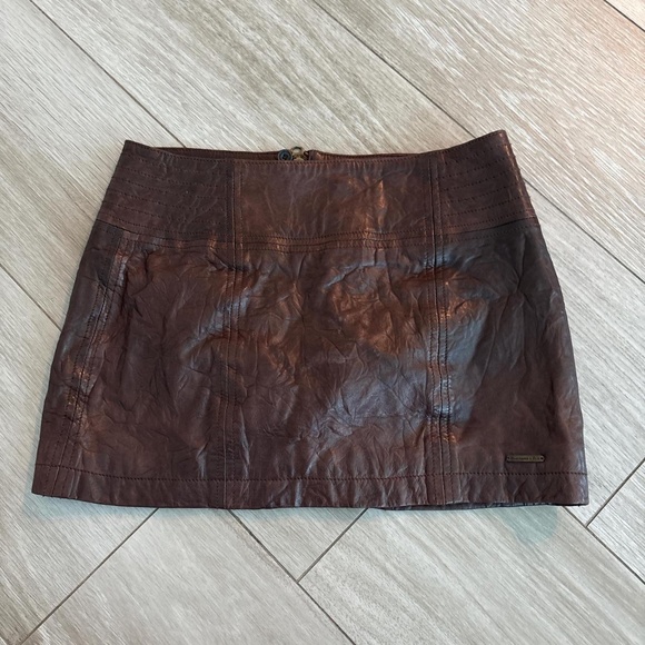 Vintage A&F Genuine Leather Mini Skirt - Picture 1 of 6
